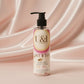 U&I Salt N Silk perfumed body lotion in a 200ml pump bottle against a soft, draped pink satin background.