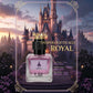 U&I Her Highness perfume bottle with a crown cap, featuring pink liquid against a magical castle background.